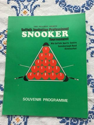 Rare Snooker Programme Signed Alex Higgins,  Dennis Taylor,  Stowmarket 1975