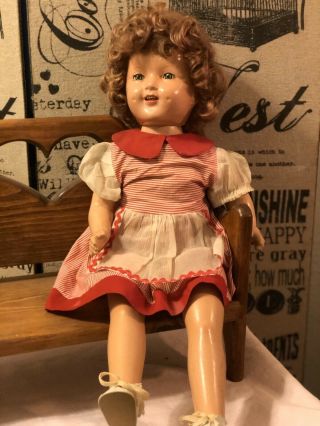 Vintage 1930’s 22 " Composition/cloth Shirley Temple Doll In.