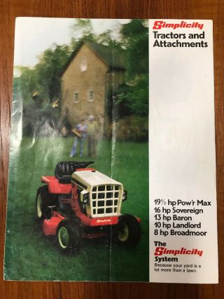 Rare Vintage Simplicity Tractors Sales Brochure Sovereign