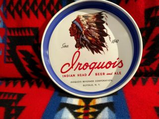 Vintage/rare Iroquois Indian Head Beer,  And Ale 13 " Serving Tray.  Buffalo,  N.  Y.