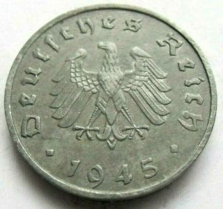(1025xxx Rare German 3rd Reich 1945 F - 10 Reichspfennig Wwii Coin