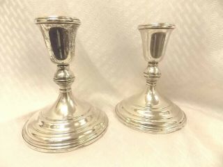 Vintage Lunt Sterling Candle Holders Pair 043 - Re - Inforced With Rod