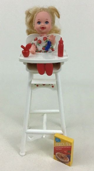 Barbie Baby Kelly Blonde Doll Toy Feeding High Chair 4.  5 " Vintage 1994 Mattel A7