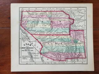 1856 Antique Hand Colored Engraved Map Of Utah & Mexico