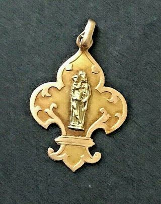 Rare Antique 22k,  Gold St.  Anne De Beaupre Basilica Religious Medal Pendant