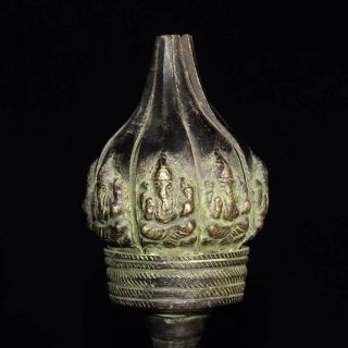Chinese Antique Tibetan Buddhism Old Bronze Lotus Lamp Oil lamp 3