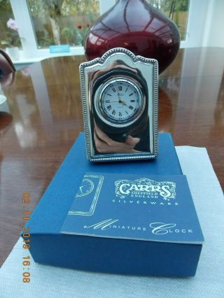 Delightful Vintage Carrs Of Sheffield Boxed Solid Silver Clock - Hallmarked