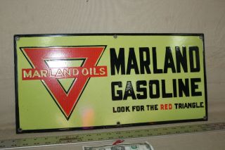 Rare Marland Gasoline Conoco Dealer Porcelain Metal Sign Gas Oil Farm
