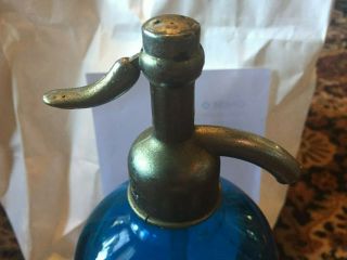 Rare Cobalt Blue Seltzer Bottle Service Bev Co Paterson NJ made Czechoslovakia 3
