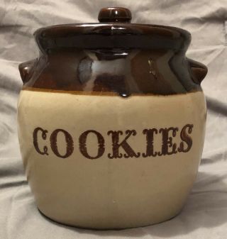 Rare | Vintage Monmouth Cookie Jar | Maple Leaf Stoneware | Made In Usa