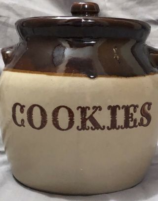 Rare | Vintage Monmouth Cookie Jar | Maple Leaf Stoneware | Made In USA 2