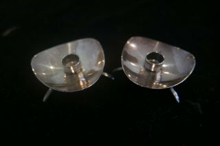 Pair Mid Century Cohr Denmark Sterling Silver Footed Candle Holders