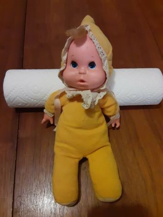 Vintage 1972 Mattel Cry Baby Beans Doll Yellow Bonnet Toy Beanie