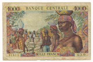 French Equatorial Africa One Thousand 1000 Francs Nd1963 P.  5 Rare Note