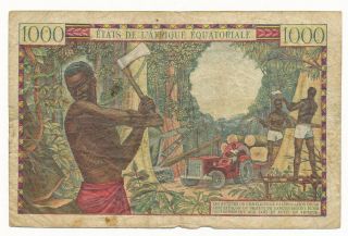 FRENCH EQUATORIAL AFRICA One Thousand 1000 Francs ND1963 P.  5 RARE Note 2