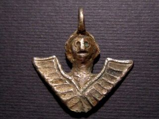 Extremely Rare Post Byzantine Silver Religious Angel Amulet
