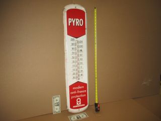 Pyro - - - - Anti - Freeze - - - - - Rare Sign With Temperature Thermometer - Made In Usa
