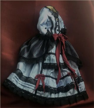 2 - Piece Finest French Fashion Dress Antique Style For App.  20 - 22in Doll