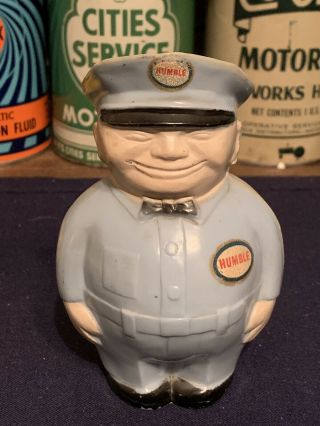 Rare Vintage Humble Fat Man Gas Station Service Attendant Bank Oil Gas Sign