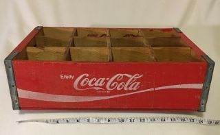 Vintage 1977 Coca - Cola Red Wood Crate Coke Box 12dividers Antique Collectible