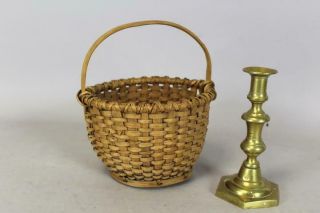 A Rare 19th C Small Sized Splint Egg Basket With Rimmed Base In Surface