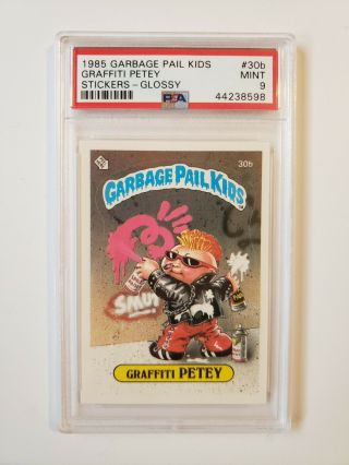 1985 Garbage Pail Kids Series 1 Os1 30b Graffiti Petey Glossy Psa 9 Rare