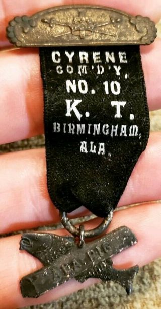 Rare 1890s Birmingham Alabama Mass Cod Masonic Knights Templar Fish Medal Badge