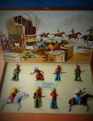 Britains Rare Lead Wild West Boxed 1960s N American Indians Set No.  23s