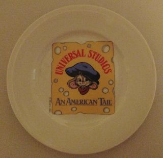 Universal Studios America Tail 6 Inch Plate With Fievel The Mouse By Papel Rare