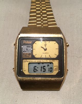 Rare Pulsar By Seiko Vintage Retro Dual Analog Digital Quartz Watch Y651 - 5000