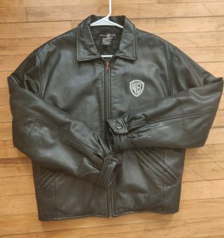 Vintage 1996 Warner Brothers Studio Leather Jacket Small Rare Embroided