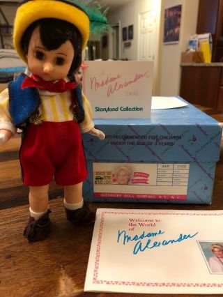 Pinocchio Madame Alexander 8 " Tall Doll Vinyl,  Vintage,  Long Nose Version,