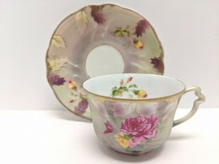 Rare 1876 - 1900 C.  T.  Chantilly Tea Cup & Saucer Germany Porcelain Hand Painted