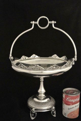 Victorian Reed Barton Silver Plate Tall Cake Stand Centerpiece Basket
