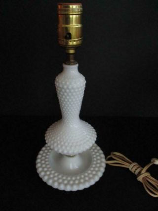 Vintage Milk Glass Hobnail 12 " Table Lamp