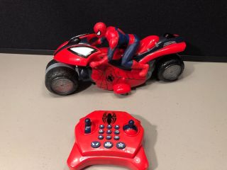 Rare Thnkway Toys Remote Control Spider Man Motorcycle Sounds Talking
