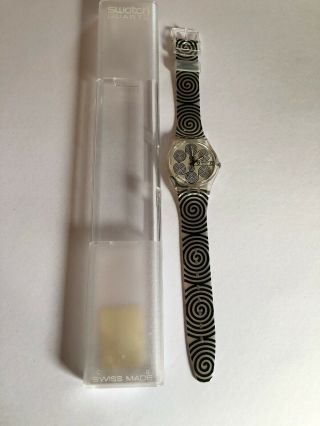 Swatch Watch Wristwatch Vintage Ar 1994 Circles Swirls Boxed