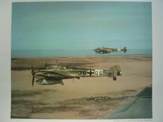 1943 Afrika Korps Me110 German Luftwaffe Poster Dak Agfa Color Lw Rare