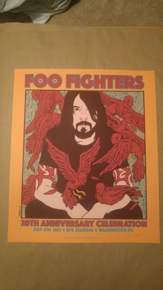 Rare Foo Fighters Orange Variant Print Jermaine Rogers Gig Poster Dc Harpies 15