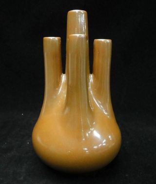 Rare Old Chinese Brown Glaze Five Tubes Porcelain Vase Marked " Yongzheng "