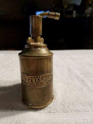 Rare And MINI ANTIQUE THE RELIABLE WHITE MFG.  CO.  CHICAGO Brass Blow Torch 2