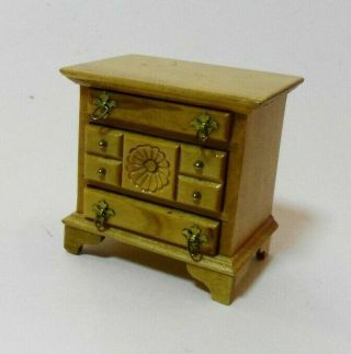 1:12 Scale Dollhouse Miniature Upscale Maple 3 Drawer Night Stand Brass Hardware