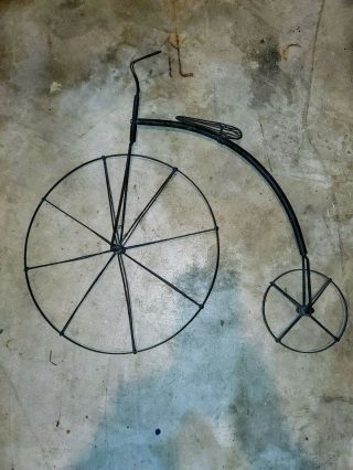 Metal 23 " X22 " H Antique Style High Wheel Bicycle Penny Farthing Wall Art Decor