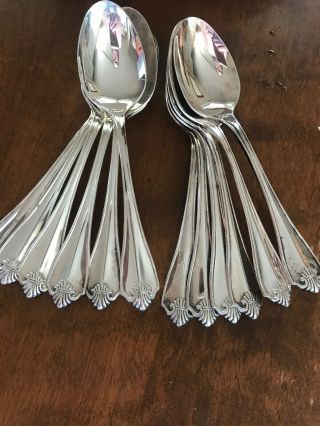 12 Oneida " King James " Oval Soup Spoons Silver Plate Silver 7”