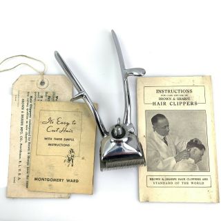 Antique 1926 Brown And Sharpe Hair Trimmers Beard Mustache Clippers W Booklets