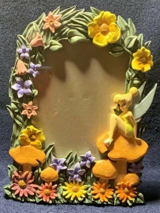 Tinkerbell Disney Theme Parks 3d Picture Frame Toadstools Flowers 5”x7” Rare