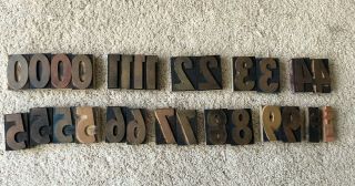 Antique Wooden Type Printing Blocks Complete Number Set Letterpress 28 Character