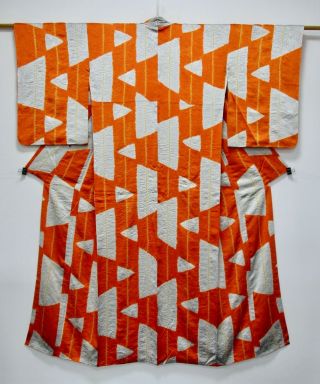 Japanese Silk Kimono / Shibori / Rare Pattern / / Silk Fabric /275