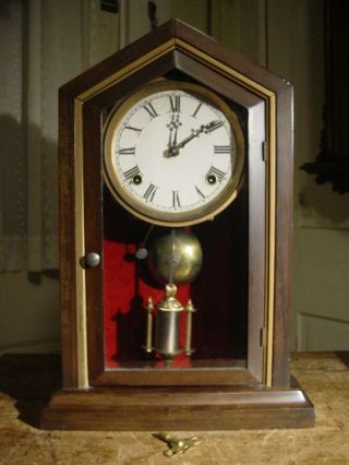 Antique 1891 Rare Waterbury " Florence " Rosewood 8 Day.  Shelf Clock