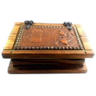 Antique Wooden Box In The Shape Of A Book
